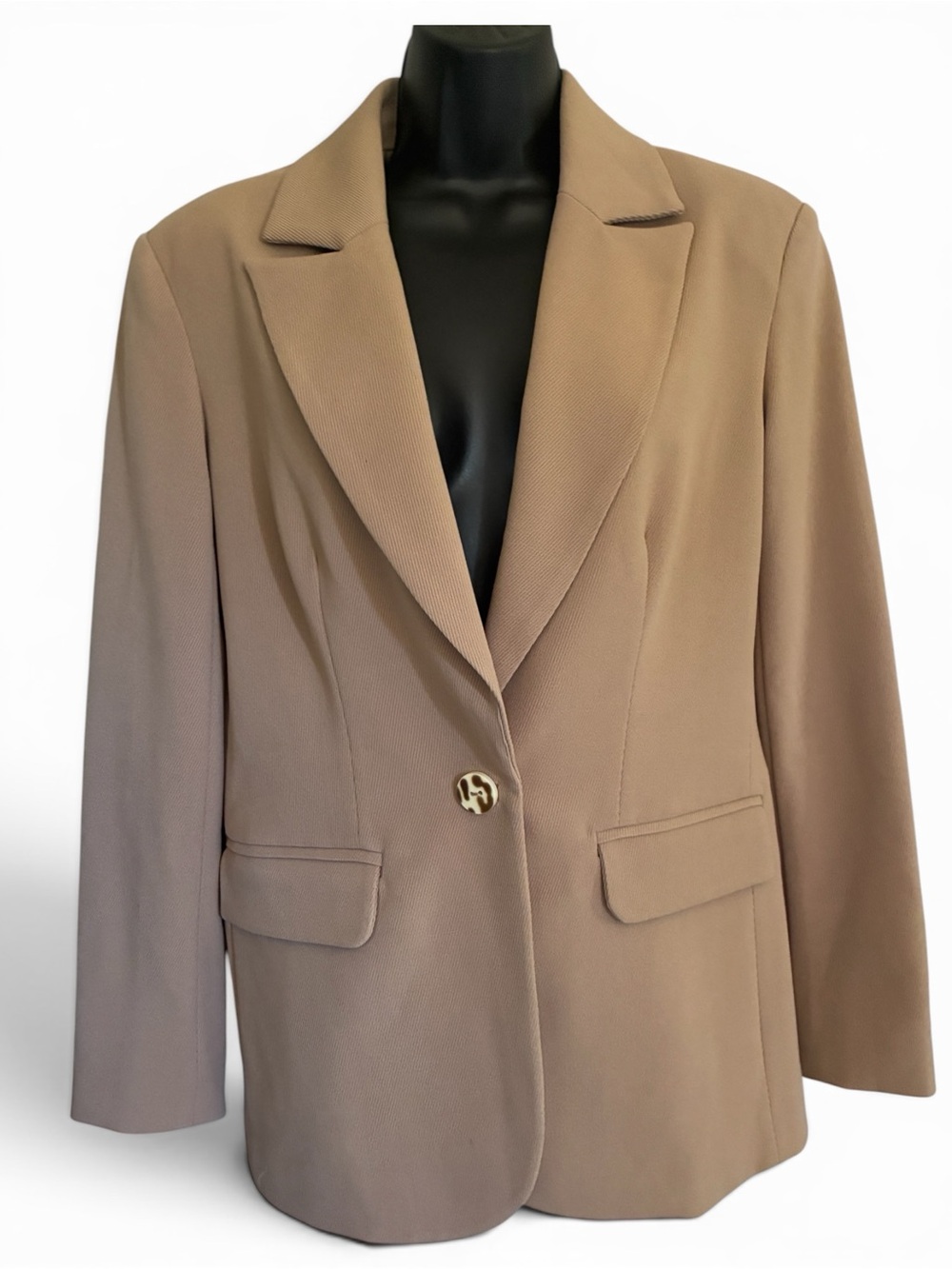 NWT ASOS Corpcore Tailored Taupe Tan Blazer Workwear Minimalist Jacket Sz 2